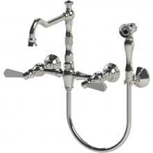 Rubinet 8XHXLCHCH - Wall Mount Kitchen Bridge Faucet With Hand Spray