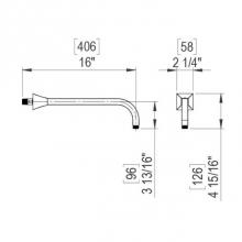 Rubinet 9SA45ABM - 12'' Wall Arm And Flange Only
