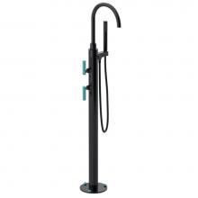 Rubinet 3GGLLBKAQ - Floor Mount Tub Filler with Hand Held Shower with La Salle Spout