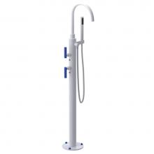 Rubinet 3GGLLWHBJ - Floor Mount Tub Filler with Hand Held Shower with La Salle Spout