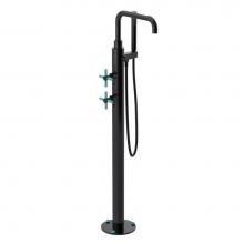 Rubinet 3GGNCBKAQ - Floor Mount Tub Filler With Hand Held Shower