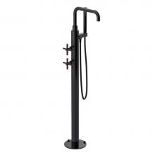 Rubinet 3GGNCBKBD - Floor Mount Tub Filler With Hand Held Shower