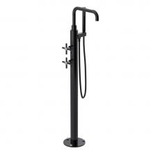 Rubinet 3GGNCBKCH - Floor Mount Tub Filler With Hand Held Shower