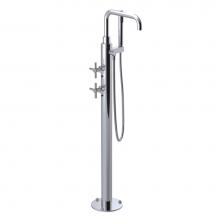 Rubinet 3GGNCCHPN - Floor Mount Tub Filler With Hand Held Shower