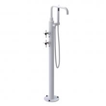 Rubinet 3GGNCMWOB - Floor Mount Tub Filler With Hand Held Shower