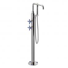 Rubinet 3GGNCPNBJ - Floor Mount Tub Filler With Hand Held Shower