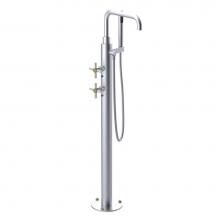 Rubinet 3GGNCSCNB - Floor Mount Tub Filler With Hand Held Shower