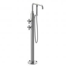 Rubinet 3GGNCSNBK - Floor Mount Tub Filler With Hand Held Shower