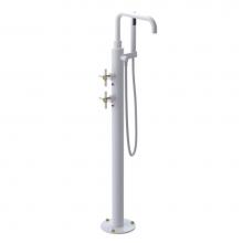 Rubinet 3GGNCWHBB - Floor Mount Tub Filler With Hand Held Shower