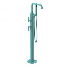 Rubinet 3GGNLAQSG - Floor Mount Tub Filler with Hand Held Shower