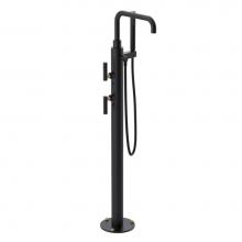 Rubinet 3GGNLMBSG - Floor Mount Tub Filler with Hand Held Shower