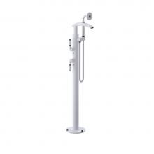 Rubinet 3GHOLWHOB - Floor Mount Tub Filler with Hand Held Shower