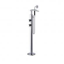 Rubinet 3GHORCHMB - Floor Mount Tub Filler With Hand Held Shower