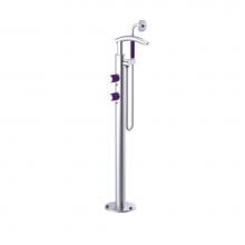 Rubinet 3GHORSCPH - Floor Mount Tub Filler With Hand Held Shower