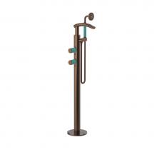 Rubinet 3GHORTBAQ - Floor Mount Tub Filler With Hand Held Shower