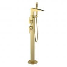 Rubinet 3GRSLNBBB - Floor Mount Tub Filler- with Hand Held Shower