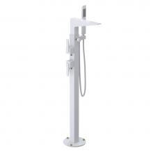 Rubinet 3GRSLWHNB - Floor Mount Tub Filler- with Hand Held Shower