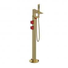 Rubinet 3GRSQNBRD - Floor Mount Tub Filler With Hand Held Shower