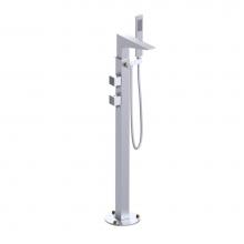 Rubinet 3GRSQSCABM - Floor Mount Tub Filler With Hand Held Shower