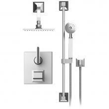 Rubinet T21MQLGDGD - Temperature Contol Shower With Two Way Diverter & Shut-Off, Hand Held Shower, Bar, Integral Su