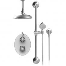 Rubinet T22ETLCHCH - Temperature Control Shower With Two Way Diverter & Shut-Off, Hand Held Shower, Bar, Integral S