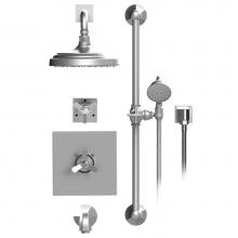 Rubinet T24HXCCHCH - Temperature Control Tub & Shower With Three Way Diverter & Shut-Off, Hand Held Shower, Bar