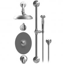 Rubinet T24JSSGDGD - Temperature Control Tub & Shower With Three Way Diverter & Shut-Off, Hand Held Shower, Bar