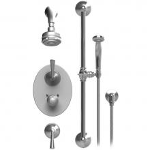 Rubinet T40JSLGDGD - Temperature Control Shower With Two Seperate Volume Controls, Aquatron Shower Head, Bar, Integral