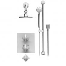 Rubinet T40LACSNSN - Temperature Control Shower With Two Seperate Volume Controls, Fixed Shower Head Bar, Integral Supp