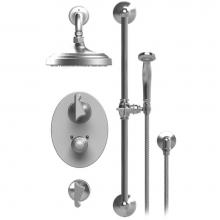 Rubinet T41JSSCHBB - Temperature Control Shower With Two Seperate Volume Controls, Aquatron Shower Head, Bar, Integral