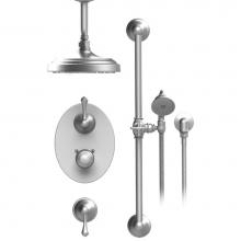 Rubinet T42FMLCHBB - Temperature Control Shower With Two Seperate Volume Controls, Aquatron Shower Head, Bar, Integral