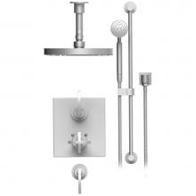 Rubinet T42LALBBBB - Temperature Control Shower With Two Seperate Volume Controls, Fixed Shower Head Bar, Integral Supp