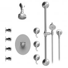 Rubinet T45ETLCHCH - Temperature Control Shower With Three Seperate Volume Controls, Fixed Shower Head, Bar, Integral S