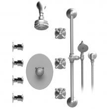 Rubinet T45FMCCHCH - Temperature Control Shower With Three Seperate Volume Controls, Fixed Shower Head, Bar, Integral S