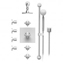 Rubinet T45LACCHCH - Temperature Control Shower With Three Seperate Volume Controls, Fixed Shower Head, Bar, Integral S