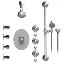 Rubinet T45RMLCHCH - Temperature Control Shower With Three Seperate Volume Controls, Fixed Shower Head, Bar, Integral S