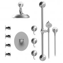 Rubinet T46ETLBBBB - Temperature Control Shower With Three Seperate Volume Controls, Fixed Shower Head, Bar, Integral S