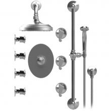 Rubinet T46JSSCHCH - Temperature Control Shower With Three Seperate Volume Controls, Fixed Shower Head, Bar, Integral S