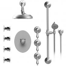 Rubinet T46RMLCHGD - Temperature Control Shower With Three Seperate Volume Controls, Fixed Shower Head, Bar, Integral S