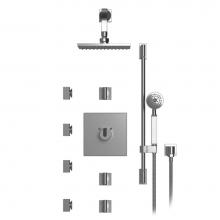 Rubinet T46RTQCHRD - Temperature Control Shower With Three Seperate Volume Controls, Fixed Shower Head, Bar, Integral S