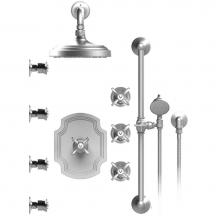 Rubinet T46RVCCHCH - Temperature Control Shower With Three Seperate Volume Controls, Fixed Shower Head, Bar, Integral S