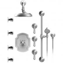 Rubinet T46RVLCHCH - Temperature Control Shower With Three Seperate Volume Controls, Fixed Shower Head, Bar, Integral S