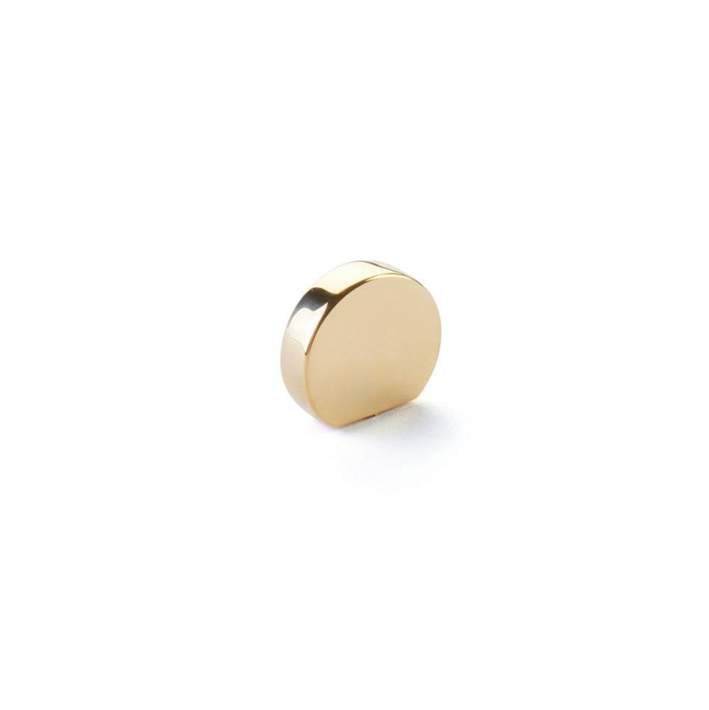 Knob, Modern Oval, Unlacquered Brass, 1'' Width, 7/8'' cc