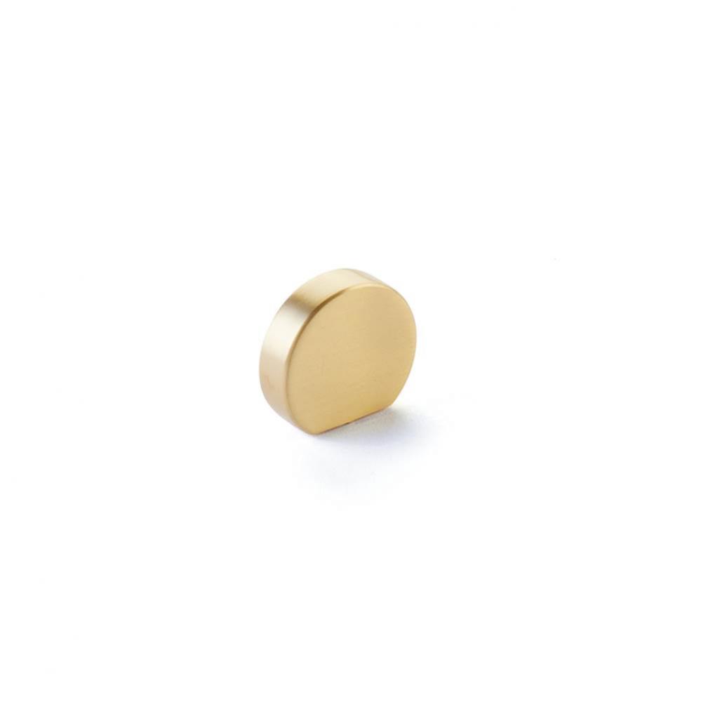 Knob, Modern Oval, Satin Brass, 1'' Width, 7/8'' cc