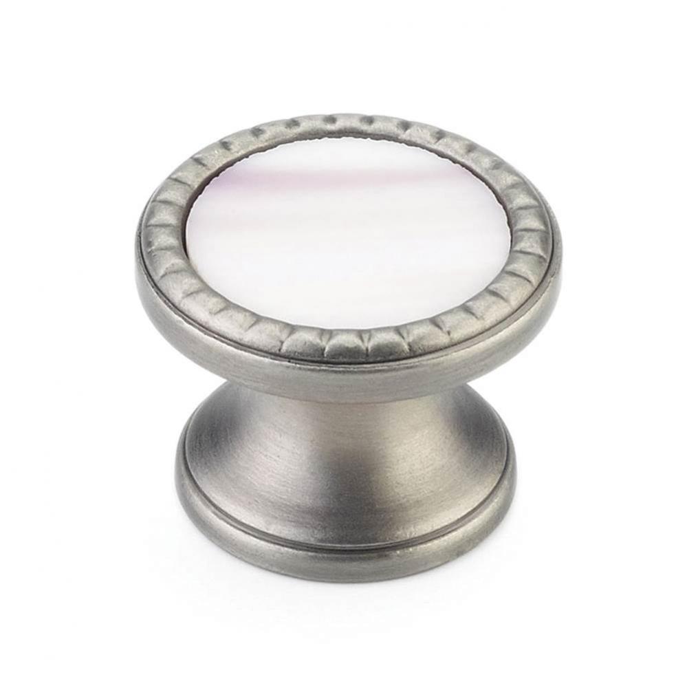 Knob, Round, Antique Nickel, Champagne Glass, 1-1/4'' dia