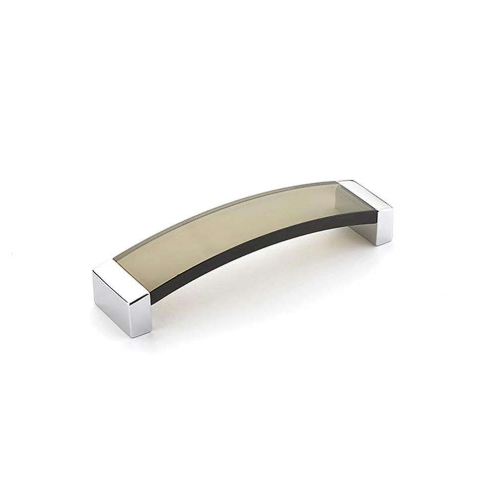 Pull, Arched, Polished Chrome, Smoke, 128 mm cc