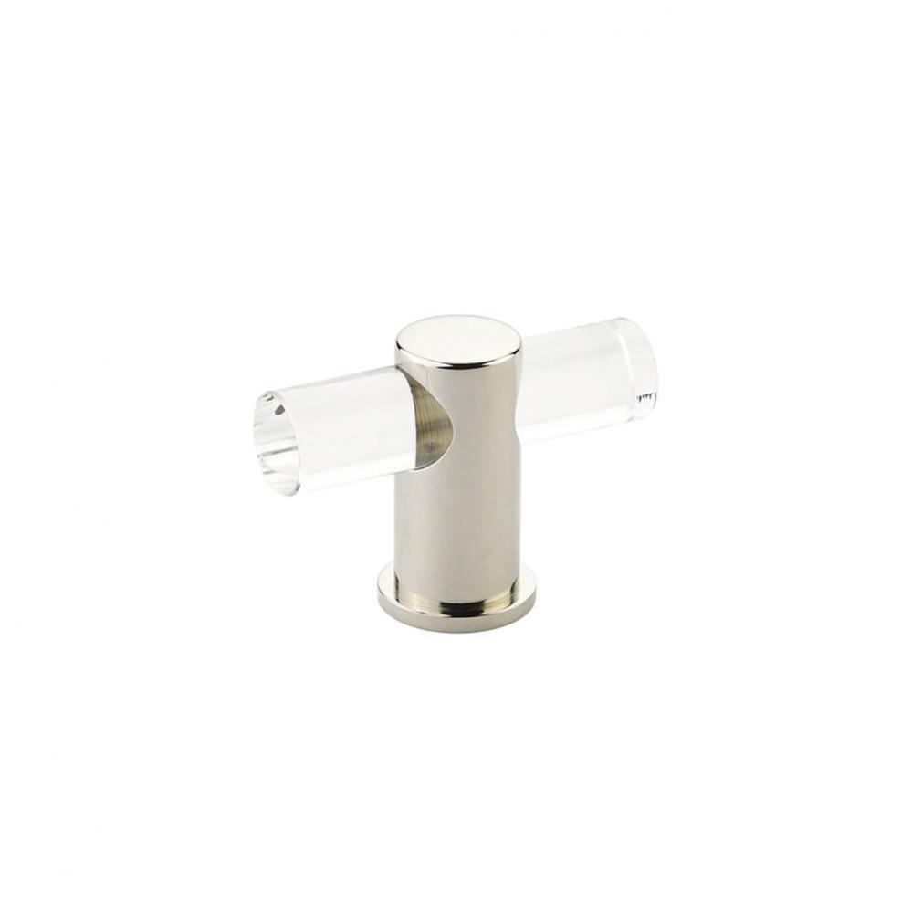 T-Knob, Adjustable clear acrylic, Polished Nickel, 2''