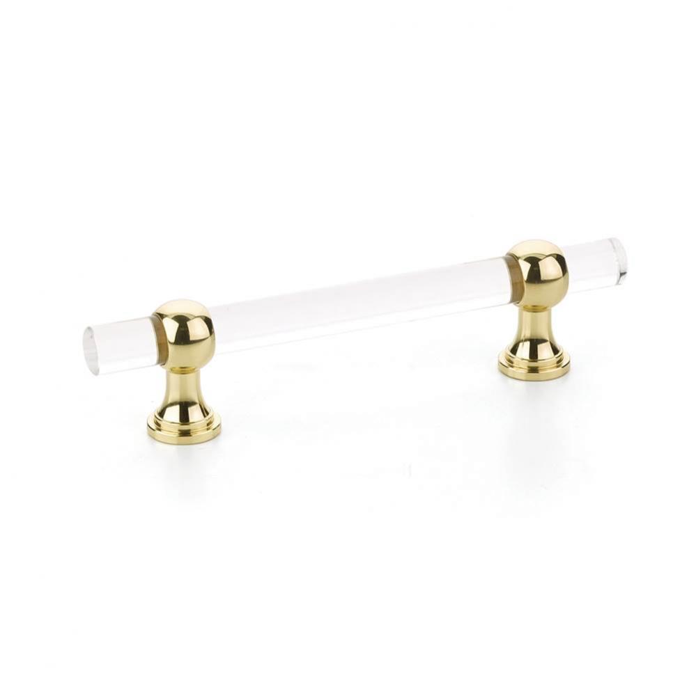 Pull, Adjustable Clear Acrylic, Polished Brass, 4'' cc