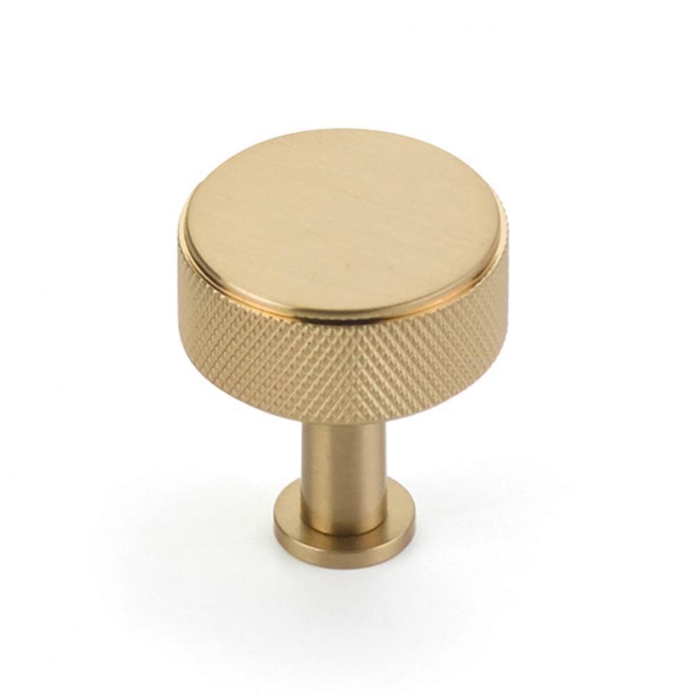 Pub House, Knob, Knurled, Signature Satin Brass, 1-1/4'' cc