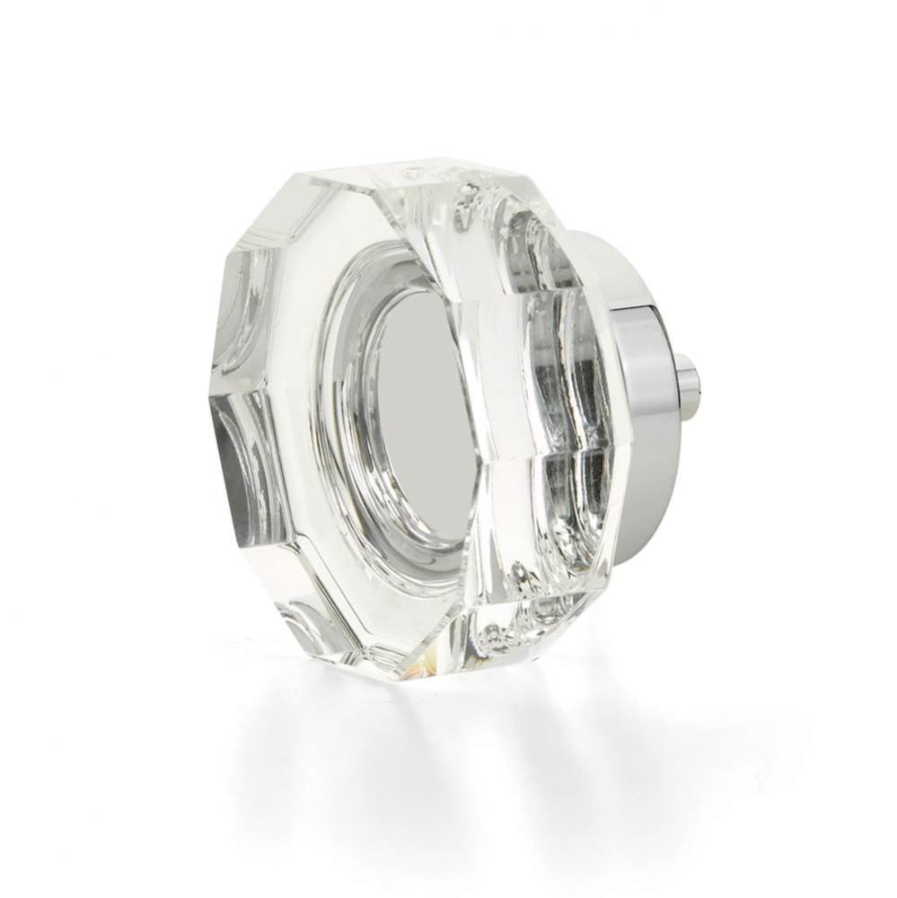 Large Multi-Sided Glass Knob, Polished Chrome, 1-3/4'' dia